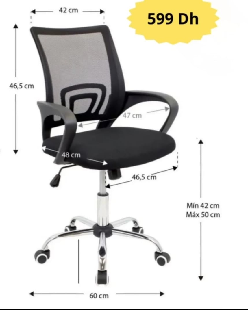 Scandy bureau + Chaise ergonomique "Noir"
