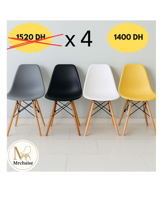 Pack Chaises Scandinaves×4 "Blanc,Noir,Gris"