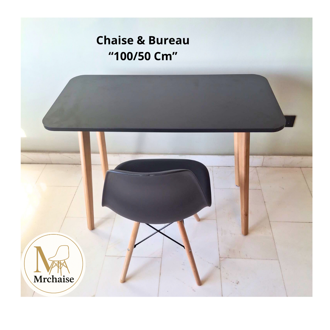 Scandinave Bureau avec Chaise "1m50 cm" "Noir"