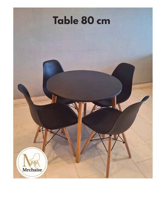 Pack Table scandinave avec 4 Chaises "Noir"