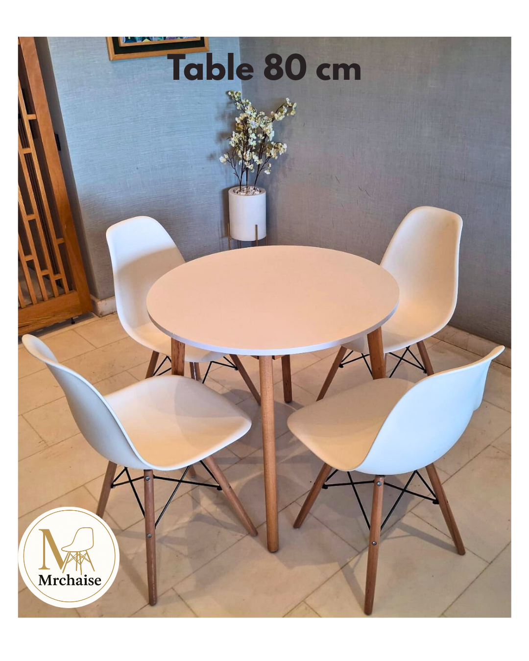 Pack Table scandinave avec 4 Chaises "Blanc"