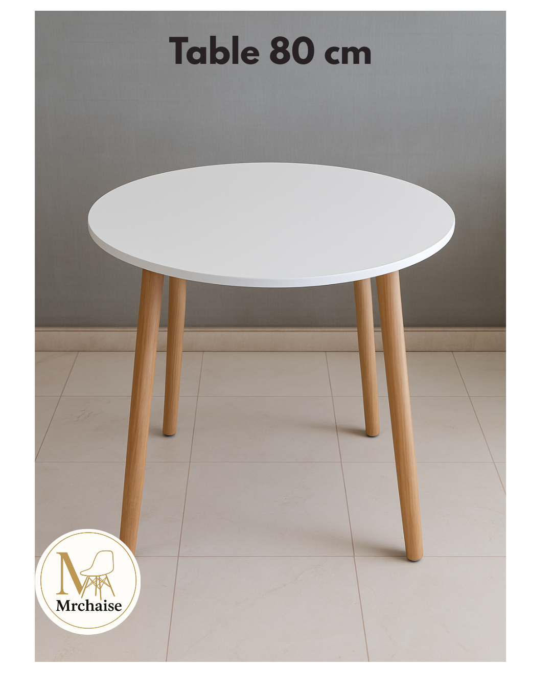 Table Scandinave 80/80 Cm "Blanc/Noir"