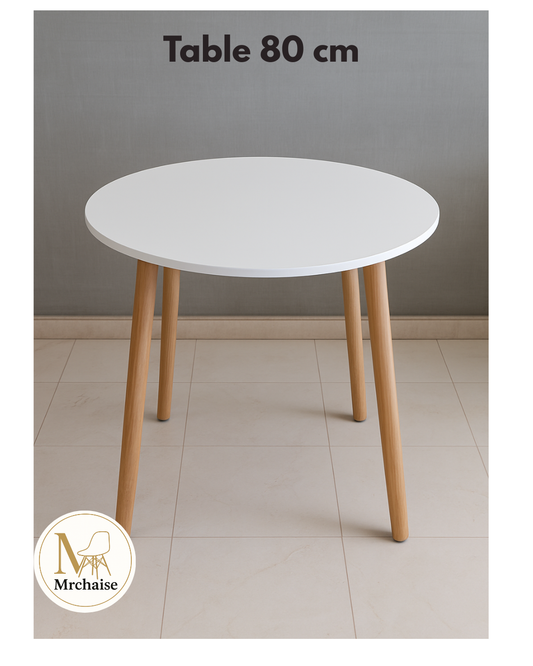 Table Scandinave 80/80 Cm "Blanc/Noir"