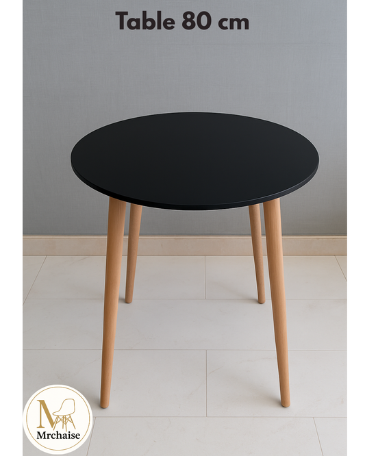 Table Scandinave 80/80 Cm "Blanc/Noir"