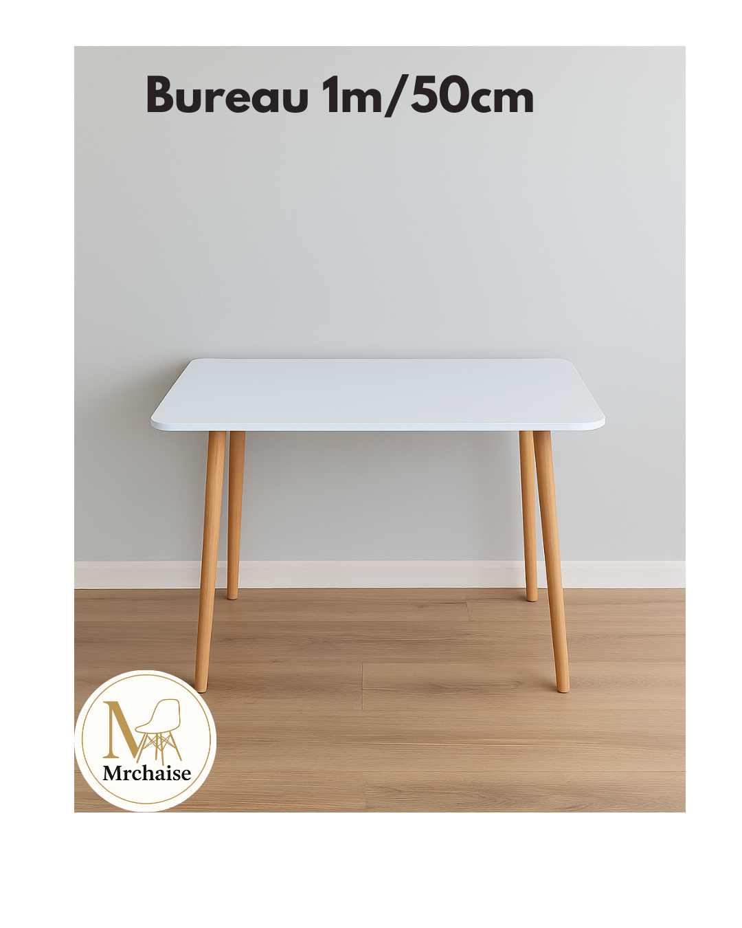 Scandinave  Bureau 100×50 cm "Blanc/Noir"