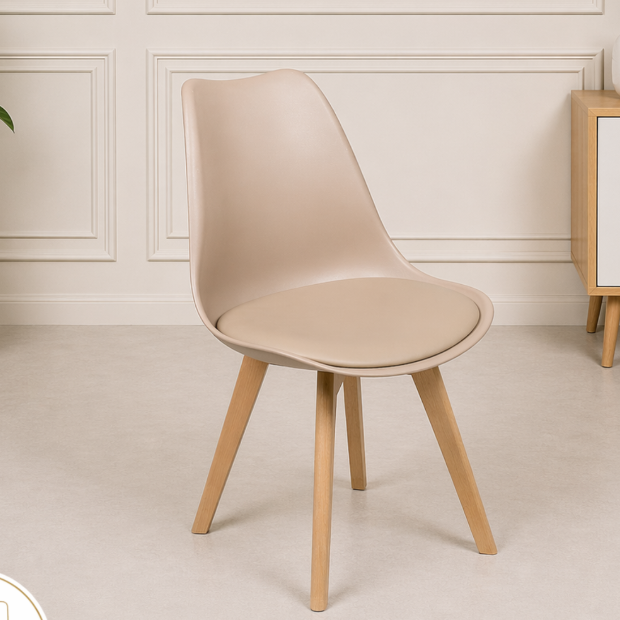 Chaise scandinave Epongé "Beige crémeux"