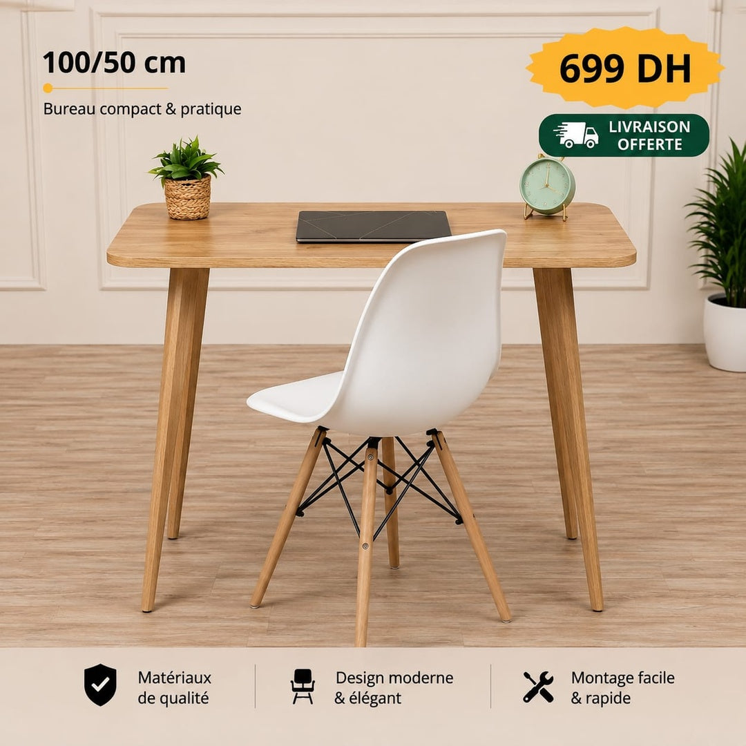 Scandy bureau  avec  Chaise ergonomique "chêne"