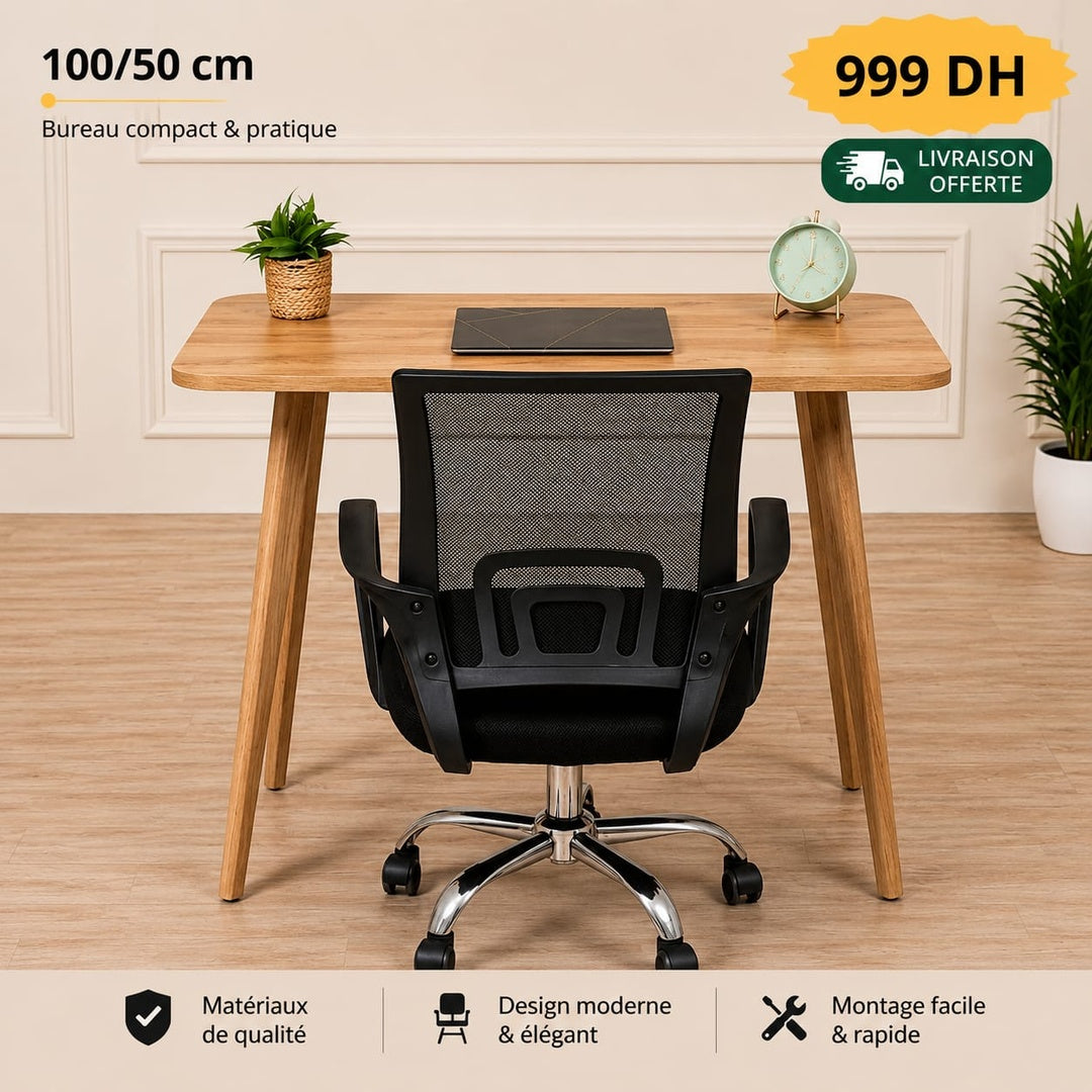 Scandy bureau  avec  Chaise ergonomique "chêne"