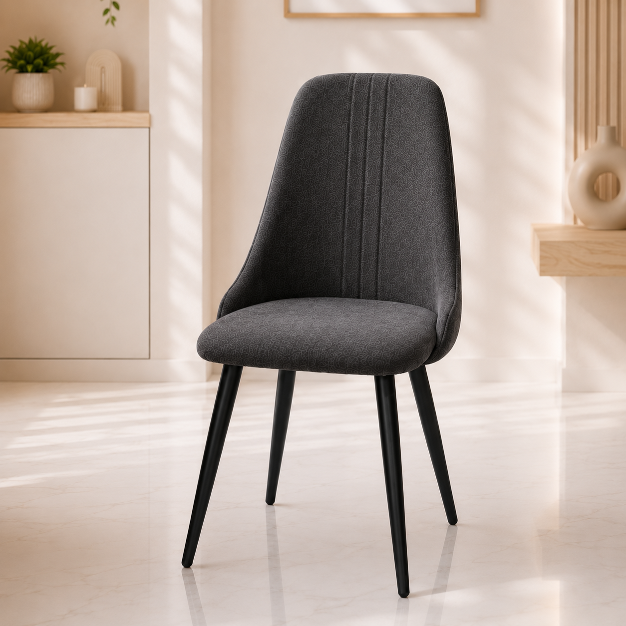 ALMA – Chaise Moderne Gris Foncé en Tissu et Métal
