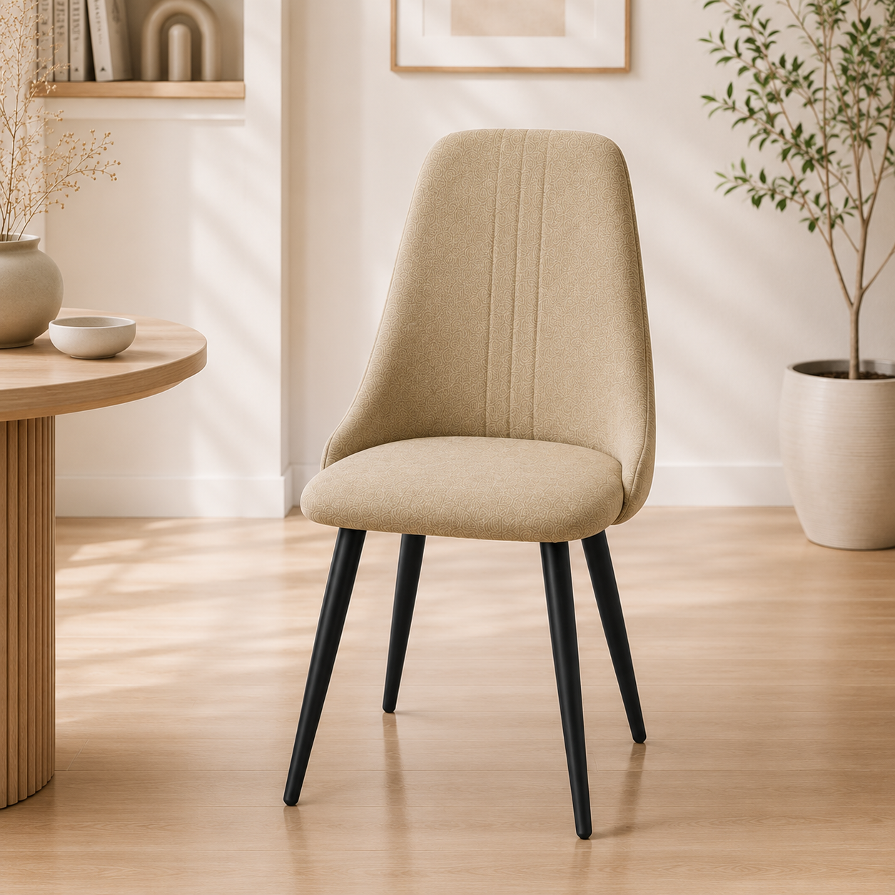 ALMA – Chaise Design Vert Olive en Tissu et Métal