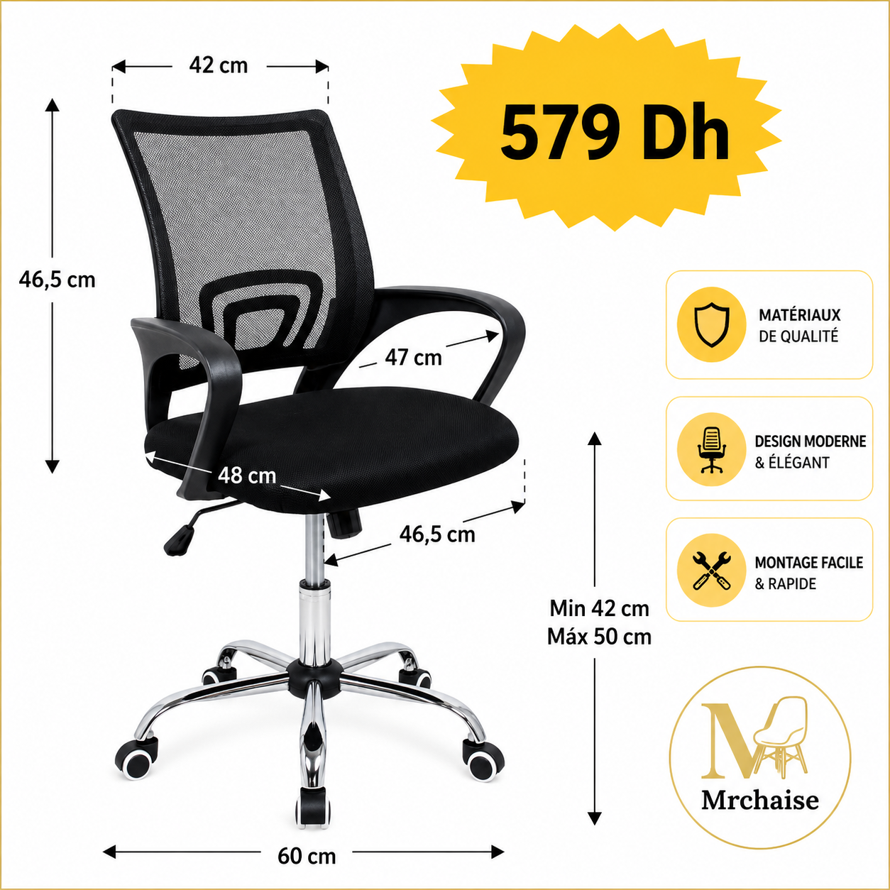 Pack 4 chaises Ergonomiques