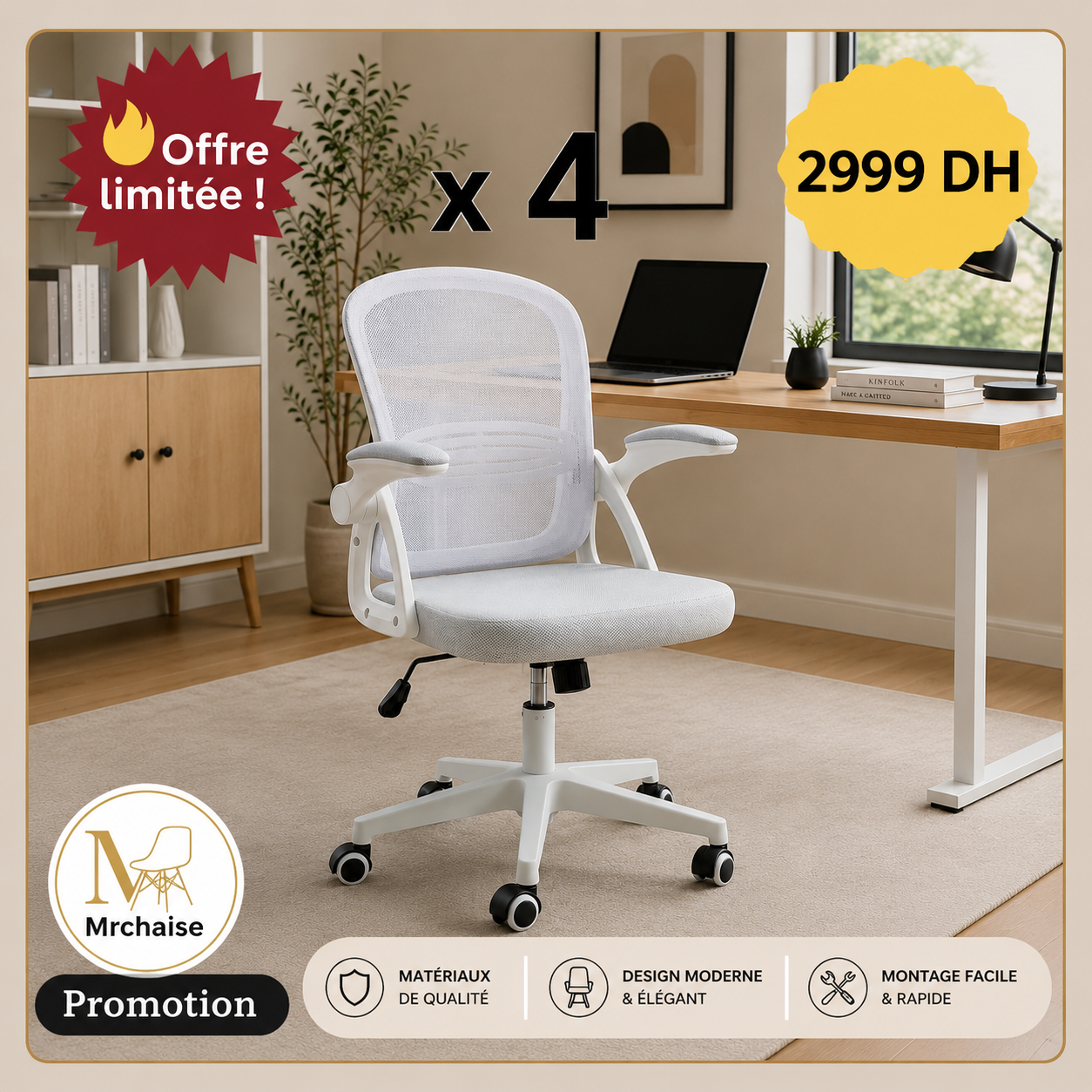 Pack 4 "Fauteuil Ergo  "Nordik Flex"
