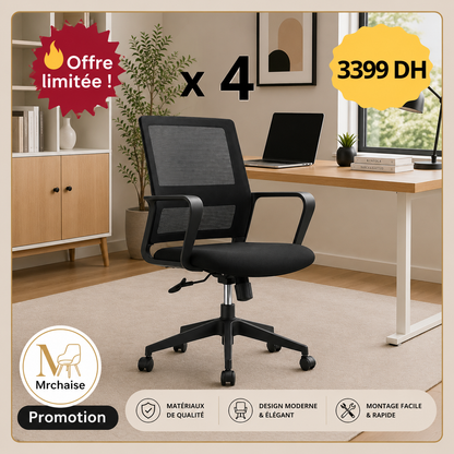 Pack 4 Fauteuils Ergos  "Nova Mesh"