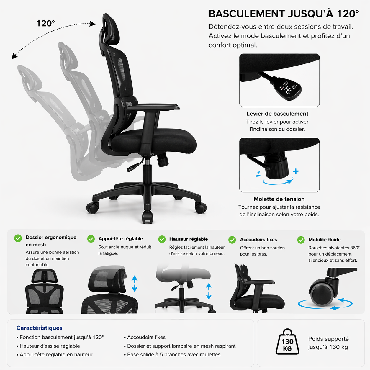 Fauteuil Ergo  "Axis Mesh"