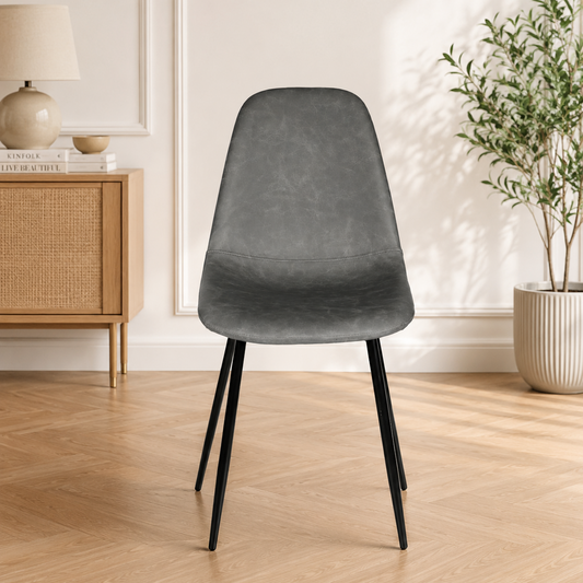 CARMEN – Chaise Design Grise en Simili Cuir