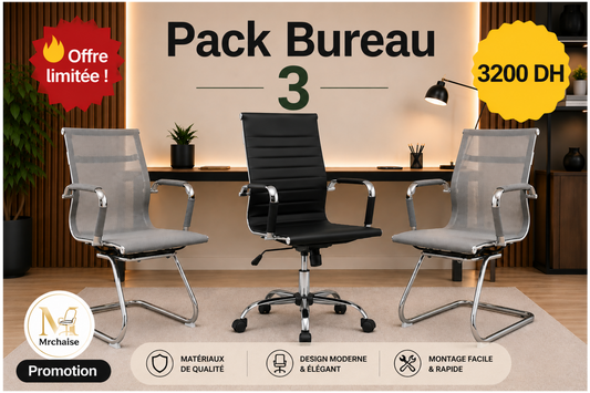 Pack Bureau ALTO – 3 Fauteuils