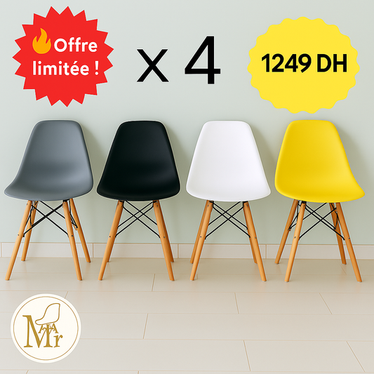Pack Chaises Scandinaves×4 "Blanc,Noir,Gris"