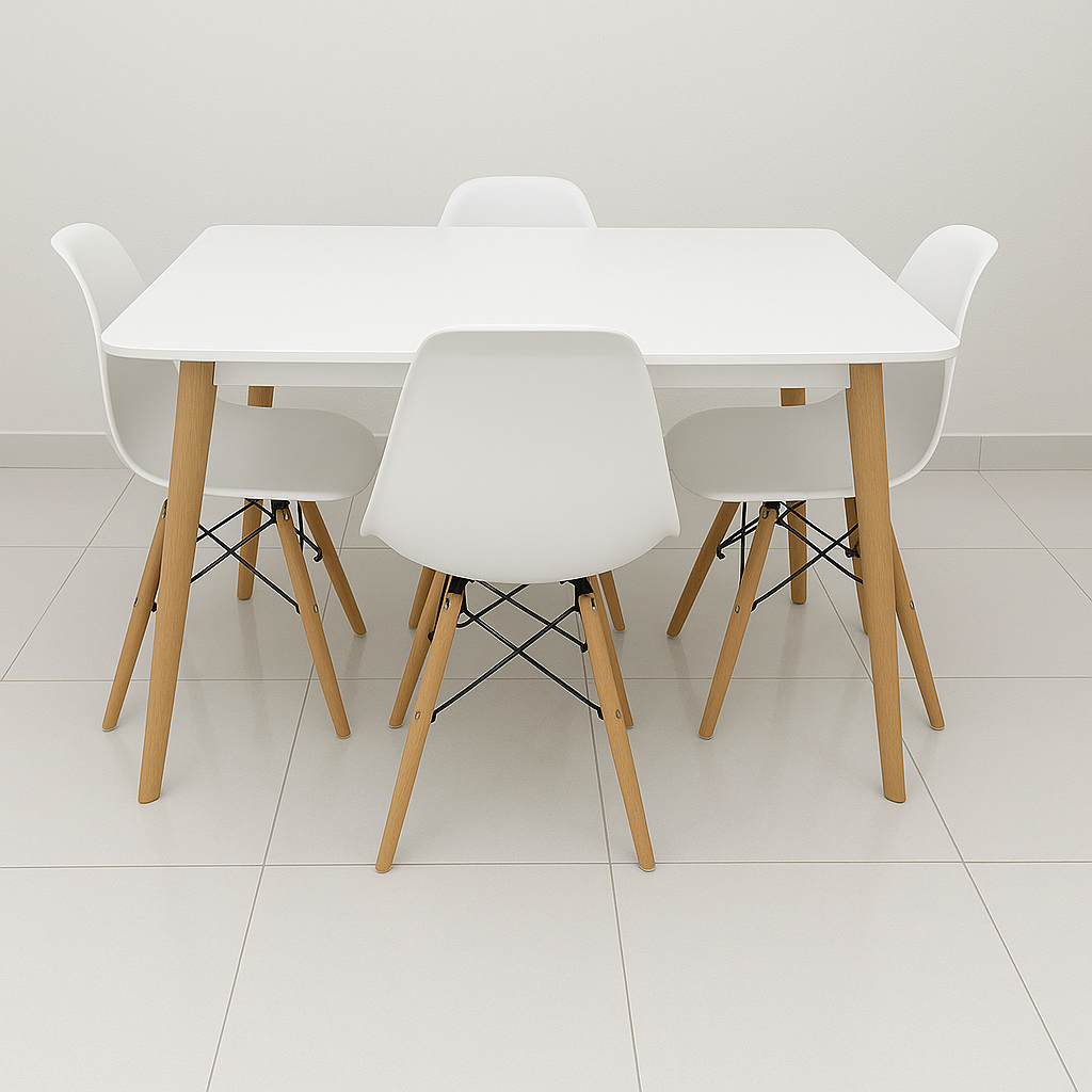 Table 120/80 Cm+4 Chaises Scandinaves