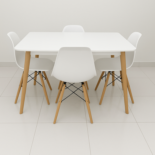 Table 120/80 Cm+4 Chaises Scandinaves